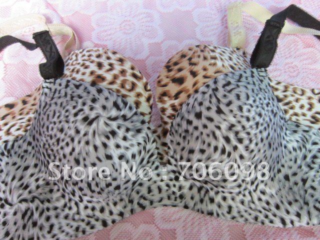 Free shipping  sexy lingerie Fashional Animal leopard lady padded Full coverage bra underwear women wholesales and retail