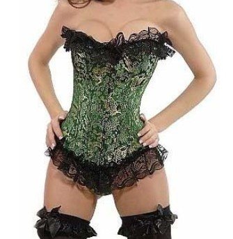 Free shipping!! Sexy Lingerie Green Brocade Victorian Boned Corset 8147