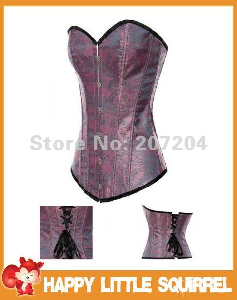 Free shipping sexy overbust corset Changing Corset Sexy Lingerie Costume Lace up strapless corset  + G-strings wholesale push up