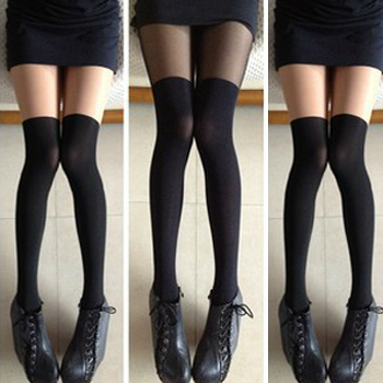 free shipping sexy Perfect patchwork knee-high pantyhose stockings over-the-knee socks patchwork silk stockings