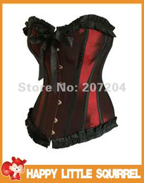 Free Shipping Sexy Red Lace up corset Top body shapper Boned bustier corsets Strapless wholesale Hot