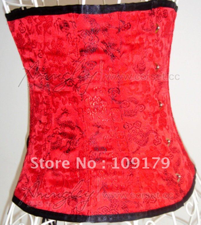 Free Shipping! Sexy Red Lingerie 24 CM Waist Cincher Fast Slim 4 Inches Off Waist Fully Steel Boned Corset Bustier