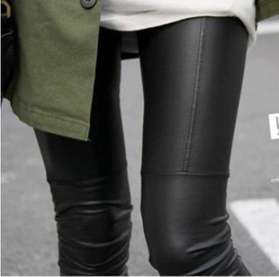 Free shipping Sexy repair thickening full faux leather patchwork legging faux leather pants ankle length trousers female