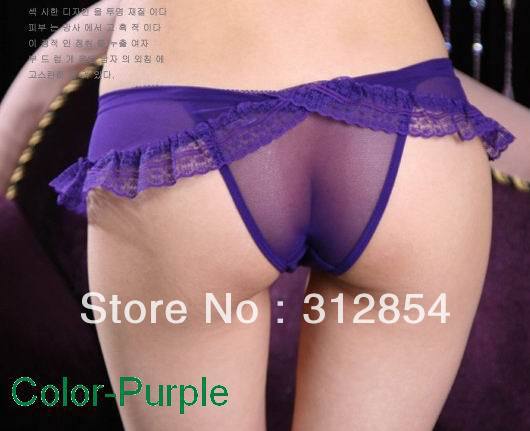 Free shipping Sexy Sheer Lace Ladies Panties Rose Red Purple White Pink Color Soft Floral Brief Tulle illusion Mini skirt panty