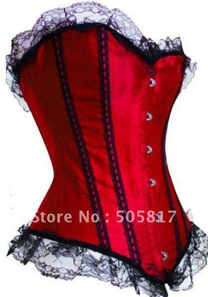 Free shipping  Sexy steel boned corset  sexy corset bustier with panty  dark red  S/M/L/XL QM036
