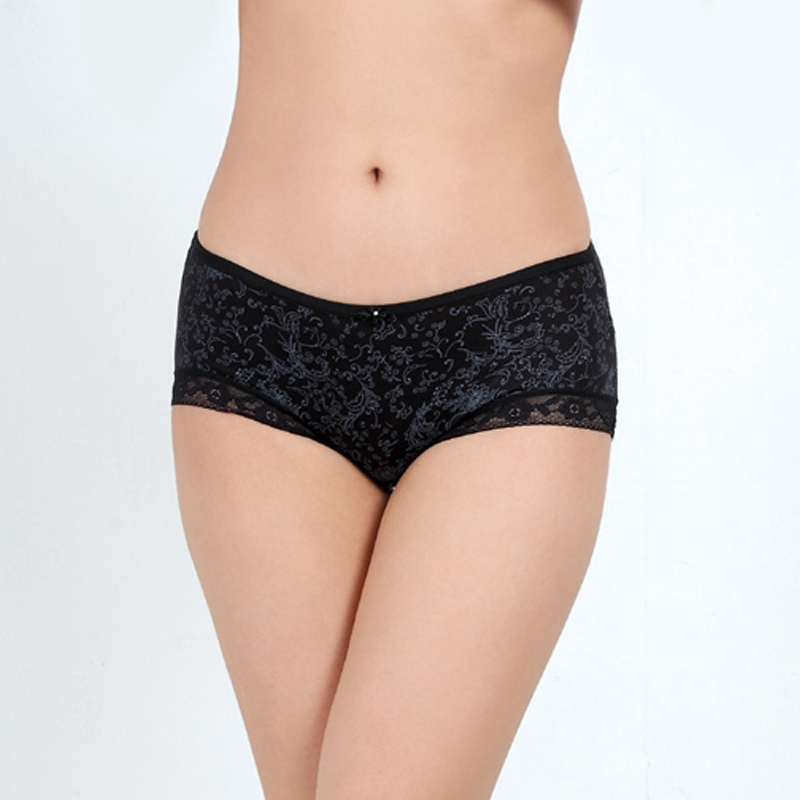 Free Shipping! Sexy temptation bamboo fibre women's panties transparent lace underwear 100% cotton A002