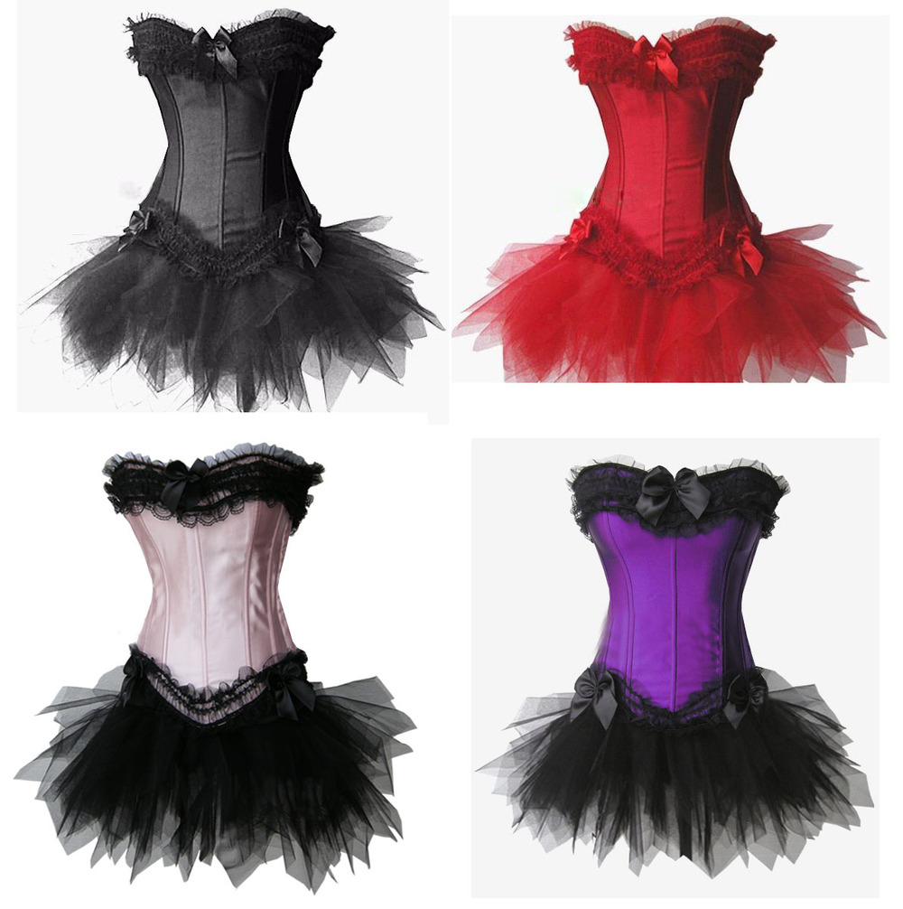 Free shipping Sexy women corset+G String+Mini Tutu Sets,Sexy Shaper for women, Push Up Fringe Falbala Bustier