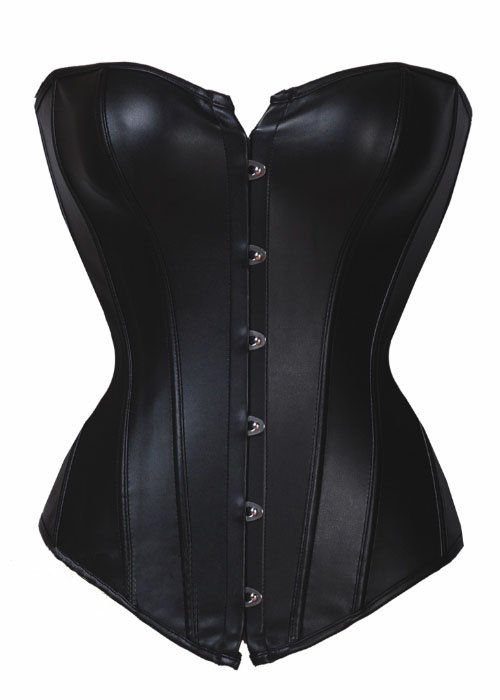 Free shipping Sexy Women Strapless Black Lace up Faux Leather Corset Bustier Overbust Top S-3XL