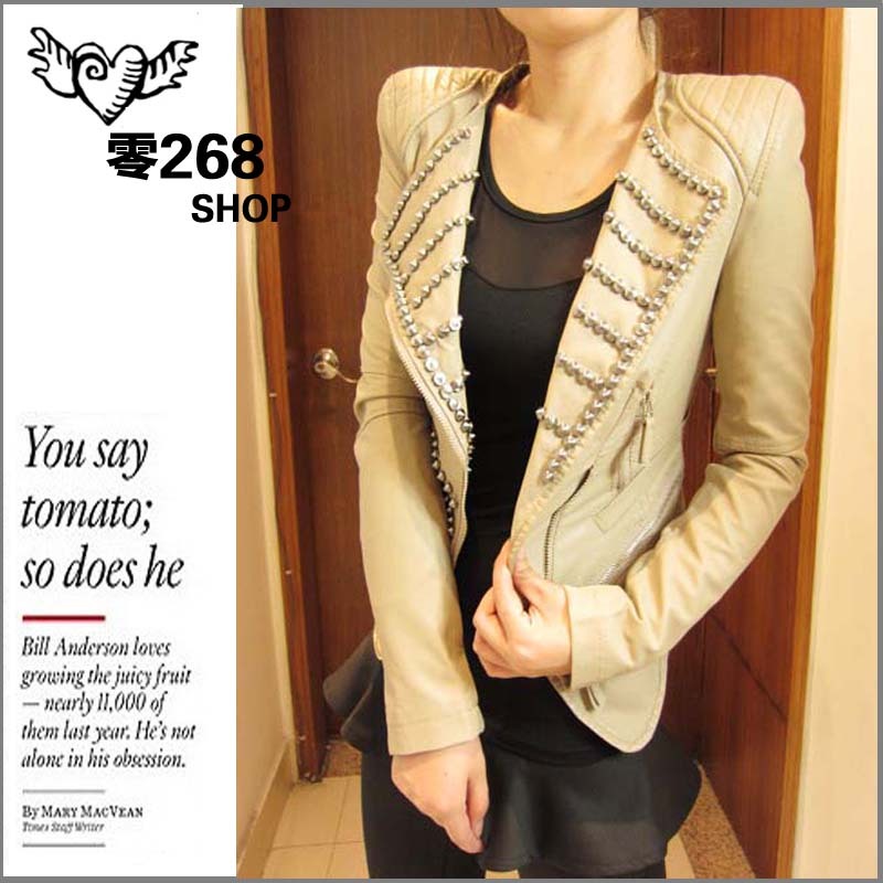 free shipping Shalang 2011 female Ares rivet zipper pew small leather clothing