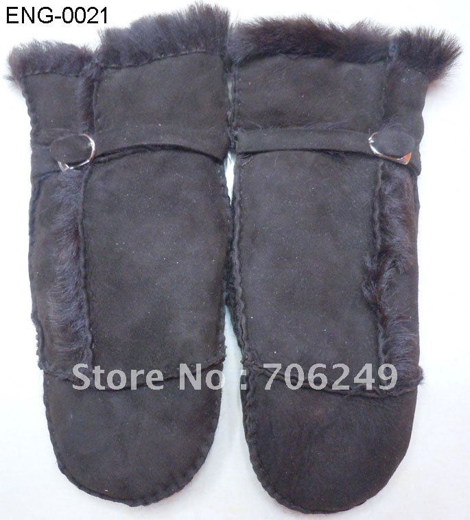 FREE SHIPPING,sheep leather with fur gloves,winter gloves,fashion leather gloves,hand made gloves,2011 new design