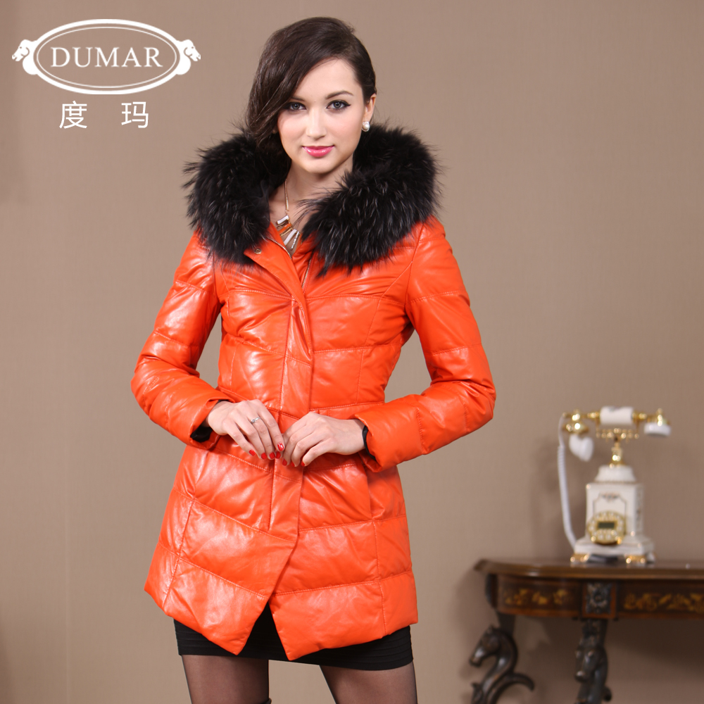free shipping Sheepskin down coat Women medium-long slim genuine leather clothing outerwear py0720