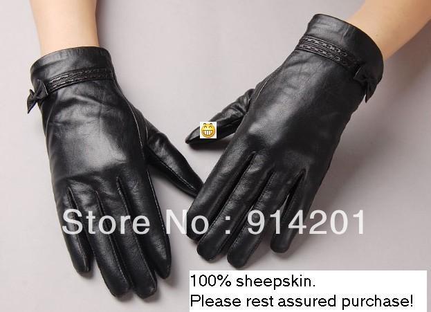 Free shipping!!  sheepskin gloves female winter cute Korean Fashion leather women thick warm Ms.