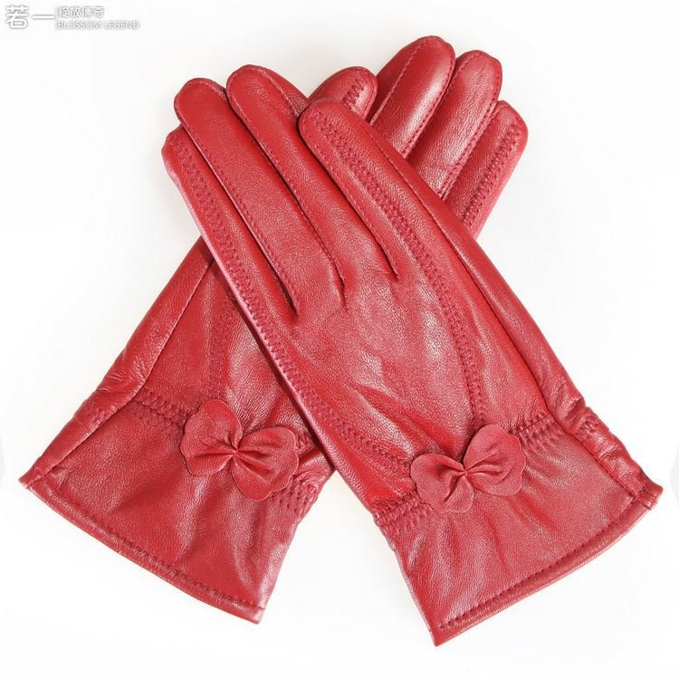 FREE SHIPPING Sheepskin gloves women winter fashion thickening coral fleece velvet warm genuine leather gloves