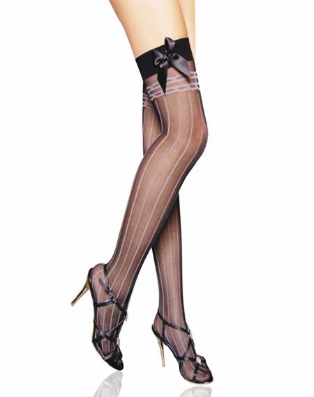 Free shipping! Sheer Stockings With Opaque Stripes and Satin Bow Sexy Stockings wholesale retail sexy hosiery 8786