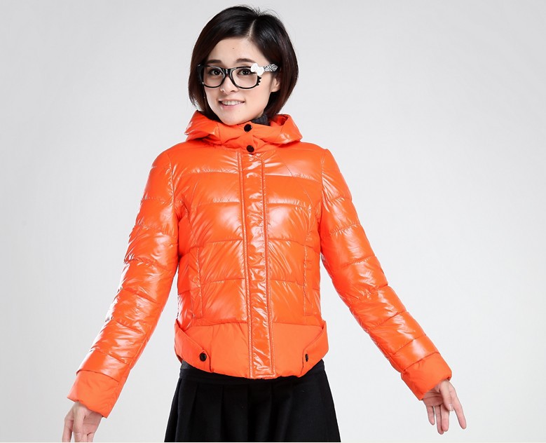 Free shipping shiny thickening with a hood cotton-padded jacket outerwear rose orange black white blue