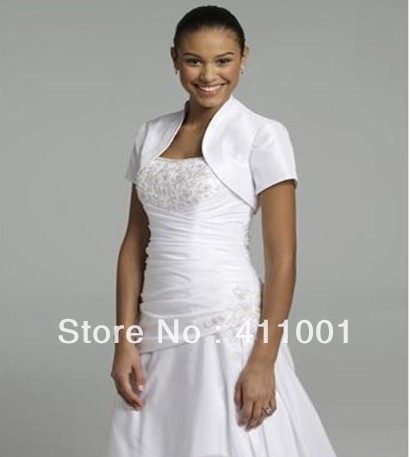 Free Shipping Short Sleeves Satin Jacket/Coat Bridal Bolero for Women Wedding Jackets / Wraps Custom Made