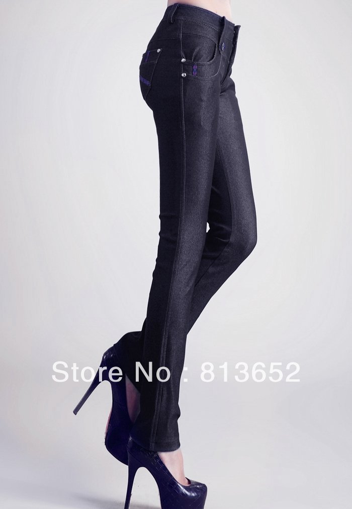 Free shipping Show Yi beautiful Outfit Sz SE-731# gold proportion of fine high elastic small straight jeans