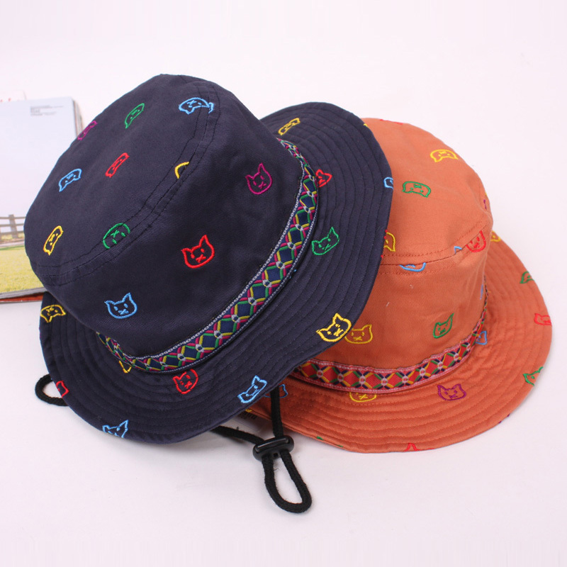 free shipping, Siggi embroidered pattern child hat, female summer sunbonnet sun hat, spring and autumn bucket hat,
