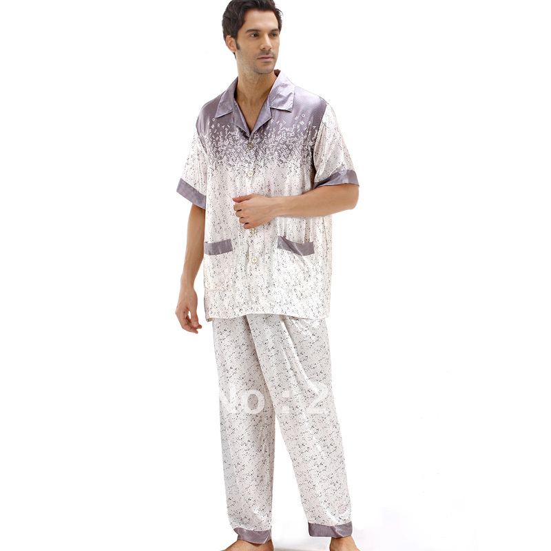 Free shipping   silk men  sleepwear , men silk  nightgown 8016  men silk bathrobe