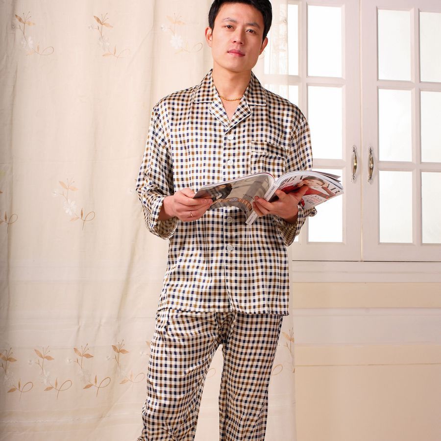 free shipping Silk mulberry silk quality male sleepwear pants 010