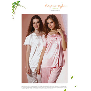 Free Shipping Silk sleepwear  spring and summer women's lounge set S2046