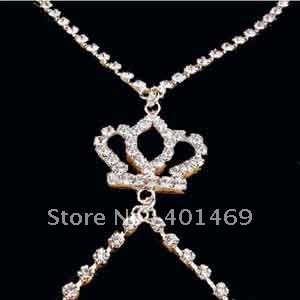 Free shipping silver crown rhinestone bra strap accessory