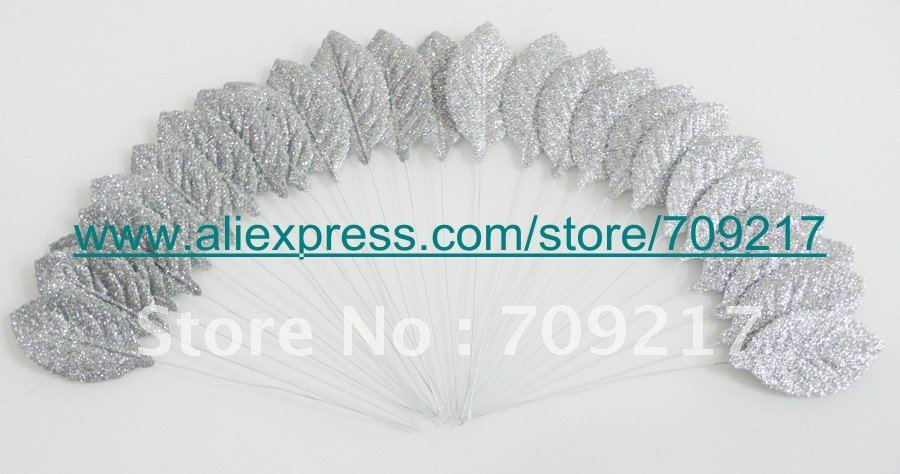 Free Shipping Silver Large Prom Corsage Leaves 1500pcs/Lot Wedding Bouquet Leaves Floral Accessories