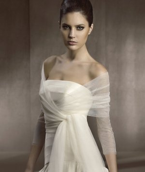 Free Shipping Simple Off Shoulder Three Quarter Sleeve 2013 Custom Made Wedding Bridal Shawl Wrap Bolero Jacket