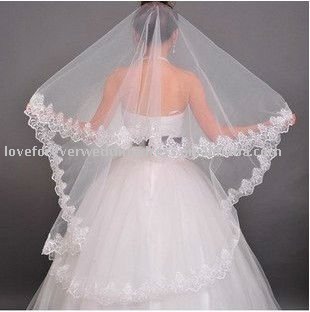 FREE SHIPPING Simple Single Layer Lace Bridal Wedding Veils