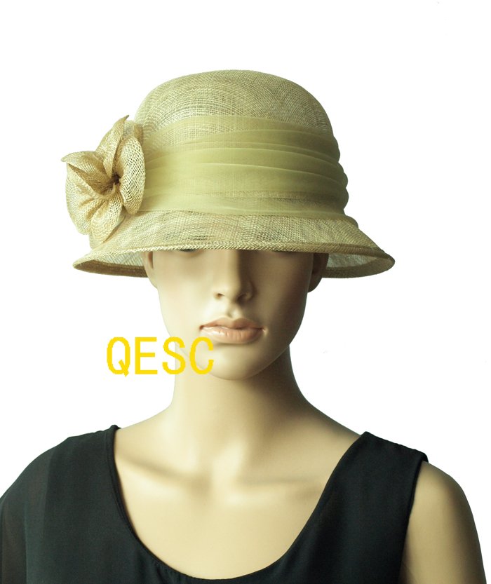 FREE SHIPPING. Simple style Sinamay Hat.beige color