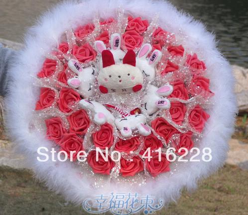 Free shipping simulation bouquet of red roses creative gifts toys cartoon Bouquet ZA328