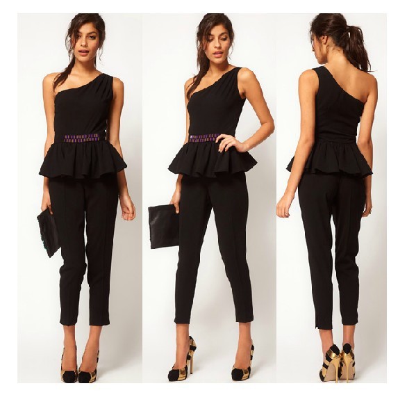 Free Shipping Single shoulder nail bead conjoined pants FM120811