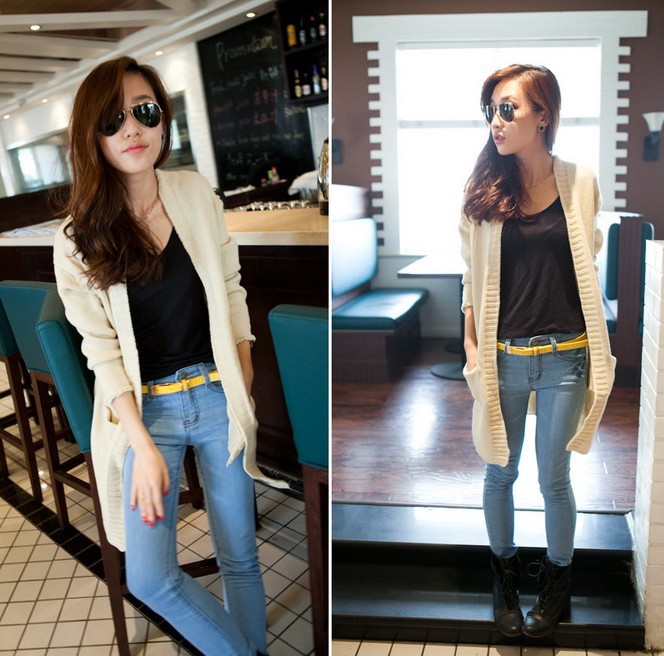 free shipping Sisouhor behind the cartoon medium-long sweater three-dimensional embroidered cardigan 10052