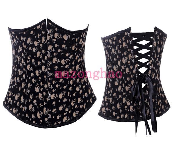 Free Shipping Skull pattern royal shapewear cummerbund abdomen drawing goths shaper tight waist vest