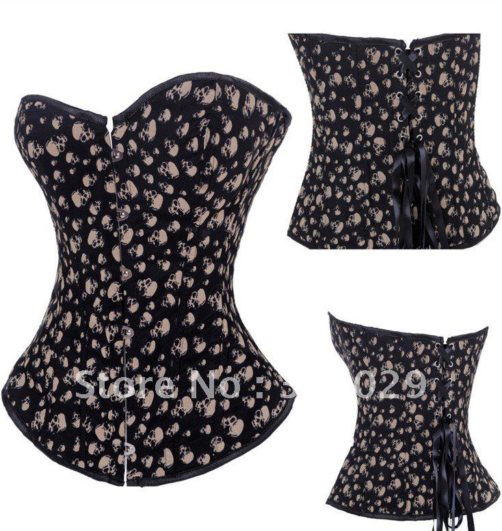 Free shipping!! Skull Printed Corset Sexy lingerie wholesale retail