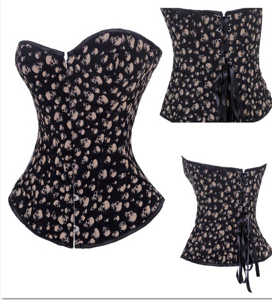 Free shipping!! Skull Printed Corset Sexy lingerie wholesale retail