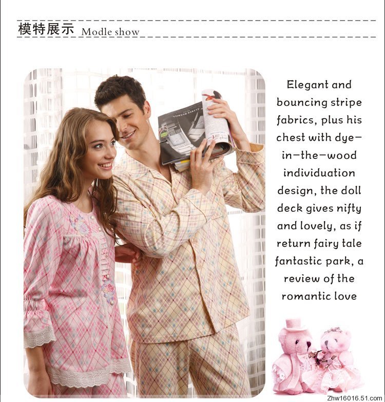 Free Shipping sleepwear autumn 100% cotton thickening long-sleeve lovers lounge set Sleep & Lounge