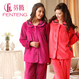 Free Shipping Sleepwear autumn and winter women's coral fleece long-sleeve lounge set z8718 Sleep & Lounge