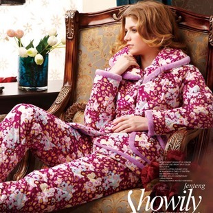 Free Shipping sleepwear coral fleece thickening women's cotton-padded lounge set z3649 Sleep & Lounge
