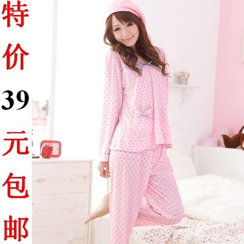 free shipping Sleepwear female spring and autumn 100% cotton lounge long-sleeve 2012 h276 dropshipping