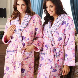Free Shipping Sleepwear lounge winter women's thickening coral fleece cotton-padded nightgown robe z11588