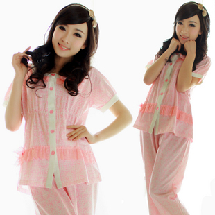 Free Shipping Sleepwear  spring and summer sweet female lounge 100% cotton knitted 4110