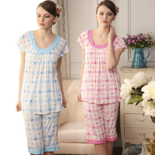 Free Shipping sleepwear summer women's 100% cotton sleepwear lounge set 6927