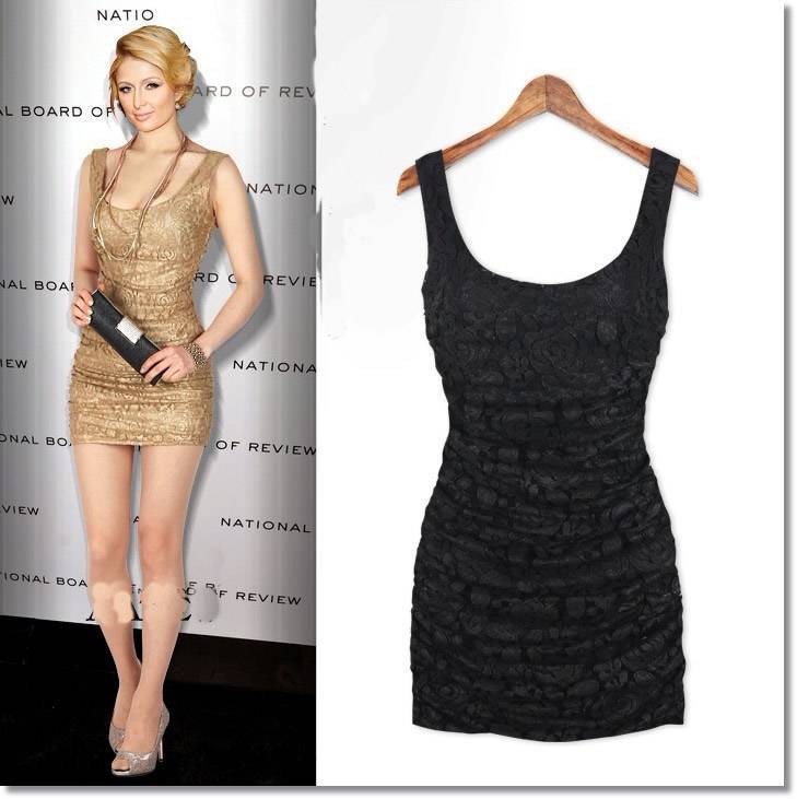 Free shipping sleeveless sheath ladies pleated sexy club lace party mini dress new fashion