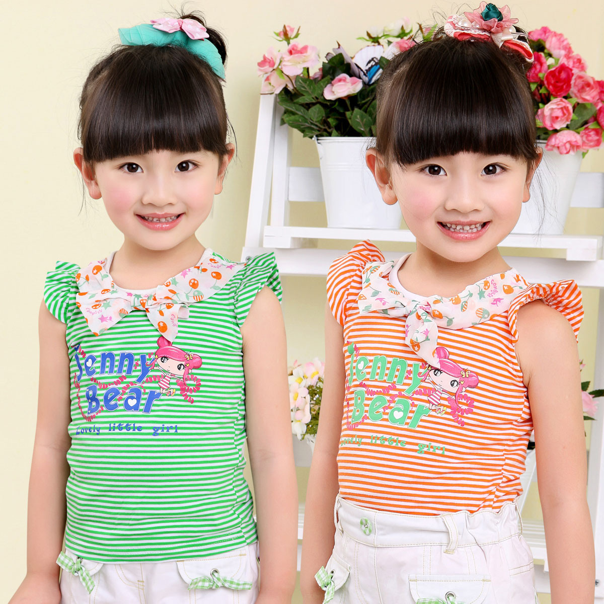 free shipping Sleeveless T-shirt female child summer