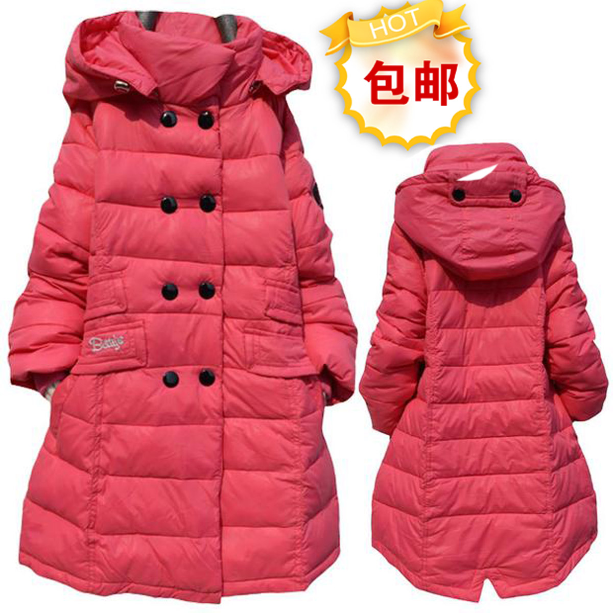 free shipping Slhz2081 female child double breasted slim long design child down coat child