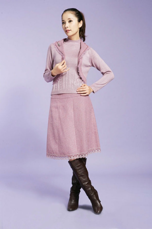 Free shipping Slim piece set professional knitted women's skirt