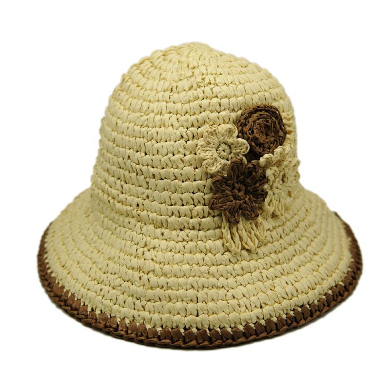 Free Shipping Sm2 papyral summer knitted cap anti-uv women's sun-shading hat flower sun hat