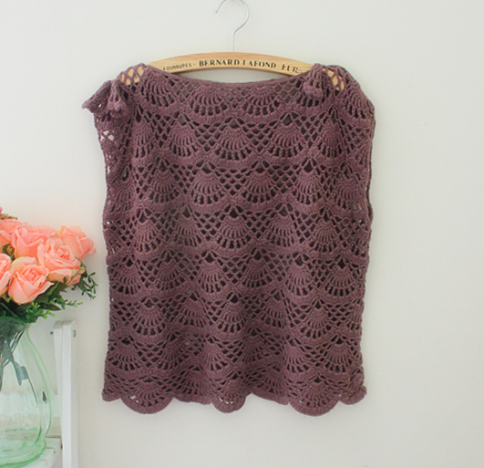 Free Shipping Small fresh female 27 vintage purple bow cutout crotch knitted shirt vest vintage