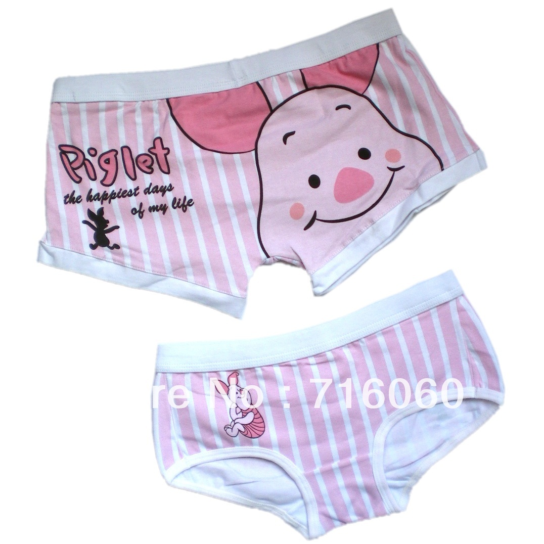 free shipping  small pig cartoon panties male trunk 100% cotton panties lovers panties trigonometric